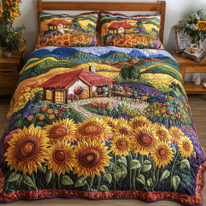 Sunflower Path 3-Piece Quilted Bedding Set NCU0PT5786