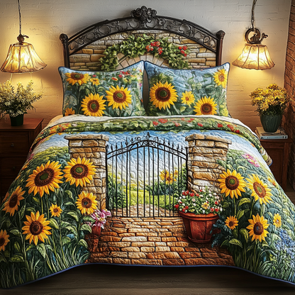 Sunflower Path 3-Piece Quilted Bedding Set NCU0VL2587
