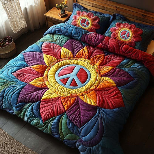 Sunflower Peace 3-Piece Quilted Bedding Set NCU0XD485