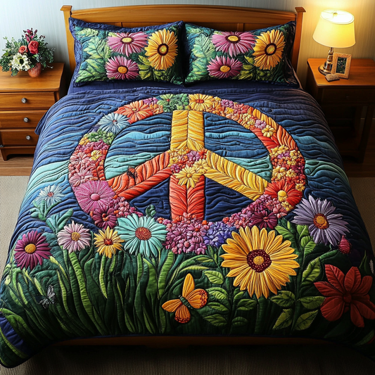 Sunflower Peace Quilted Bedding Set NCU0DK6383