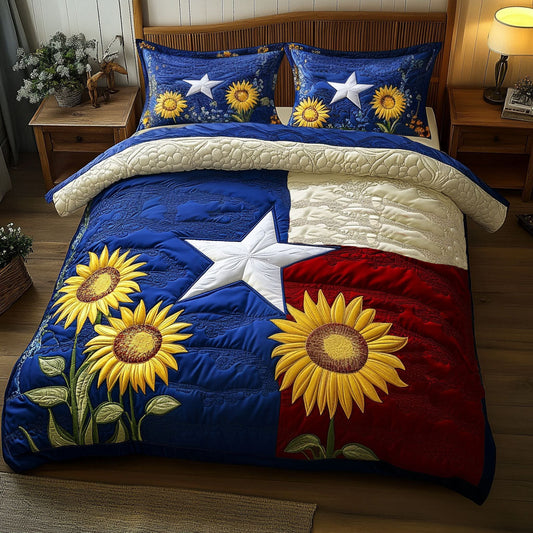 Sunflower Pride 3-Piece Quilted Bedding Set NCU0NT6348