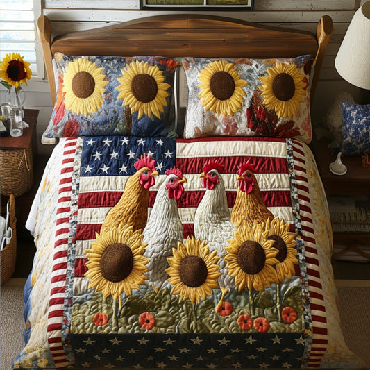 Sunflower Pride 3-Piece Quilted Bedding Set NCU0PT2709