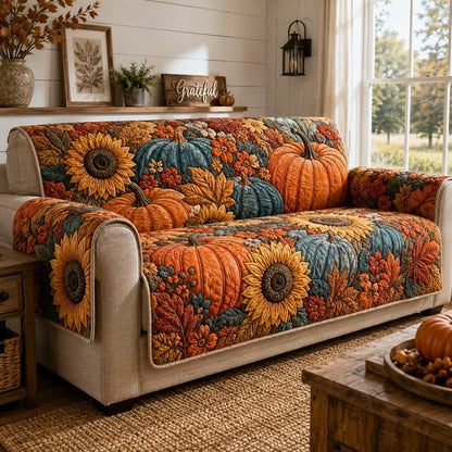 Sunflower Pumpkins Quilted Sofa Cover NCU0VL3765