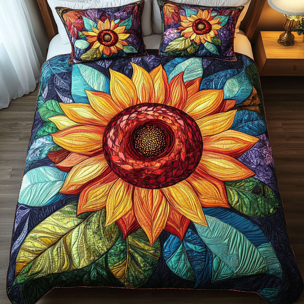 Sunflower Radiance 3-Piece Quilted Bedding Set NCU0NT3725