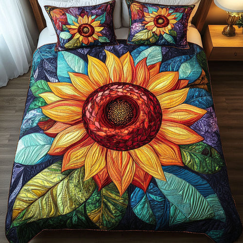 Sunflower Radiance 3-Piece Quilted Bedding Set NCU0NT3725