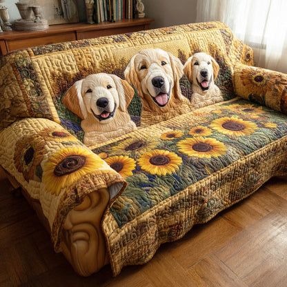 Sunflower Retriever Quilted Sofa Cover NCU0TD2158