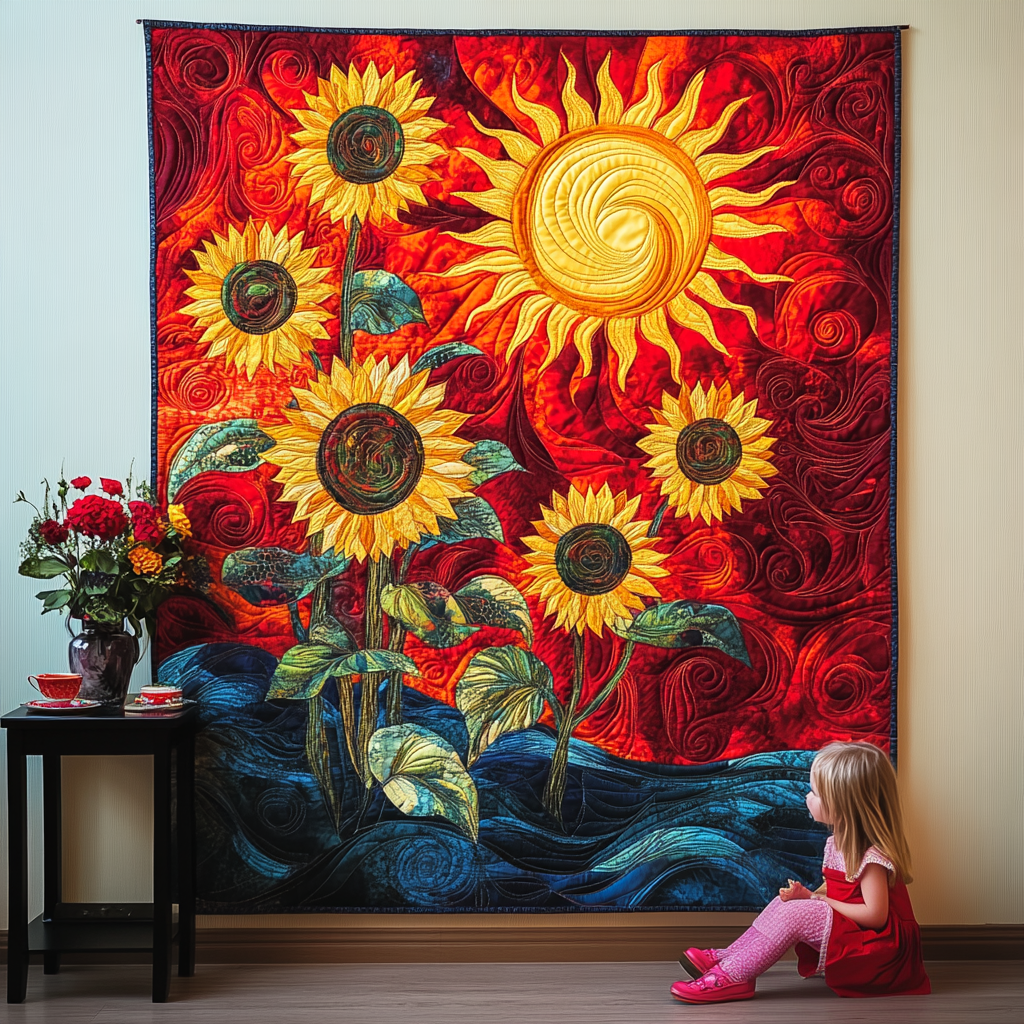 Sunflower Reverie Art Quilt Hanging NCU0TL939