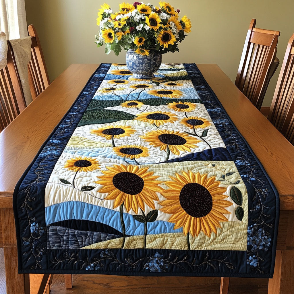 Sunflower Rise Trail Quilted Table Runner NCU0PT5238
