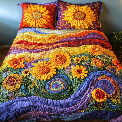 Sunflower Serenity 3-Piece Quilted Bedding Set NCU0VH4545