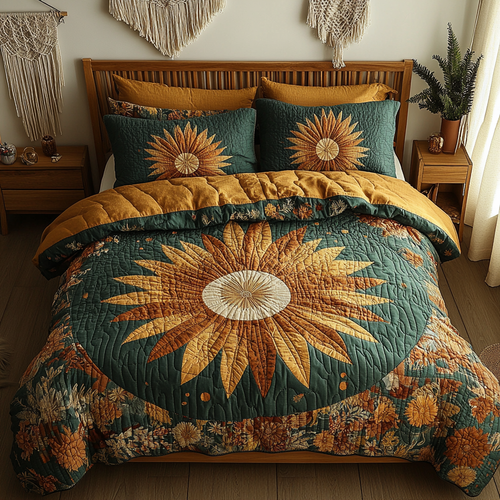 Sunflower Serenity 3-Piece Quilted Bedding Set NCU0VL933