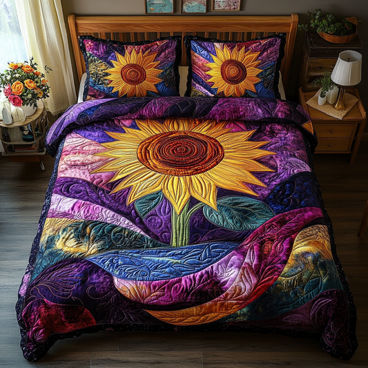 Sunflower Serenity 3-Piece Quilted Bedding Set NCU0DV3337