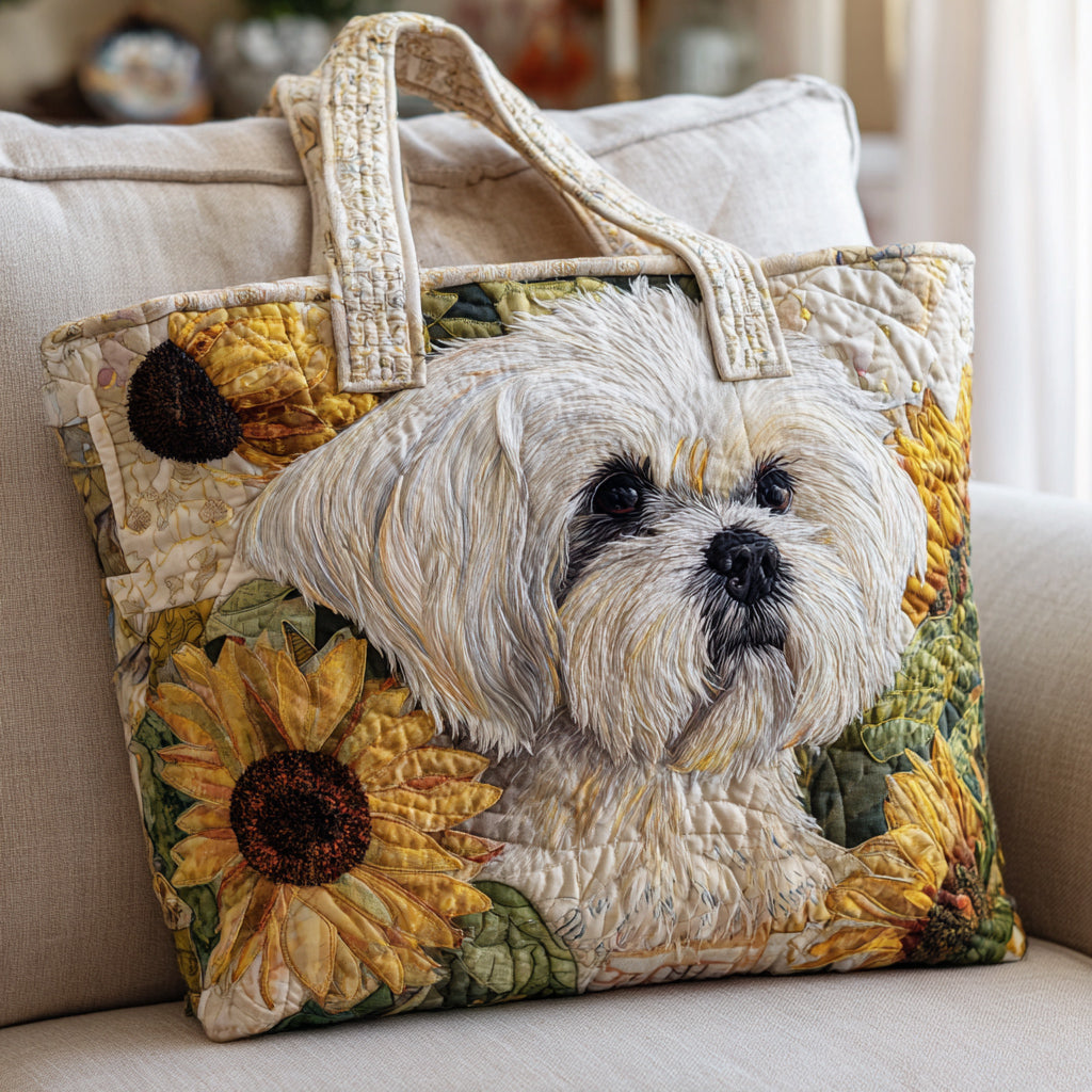 Sunflower Shih Tzu Quilted Tote Bag NCU0HH1430