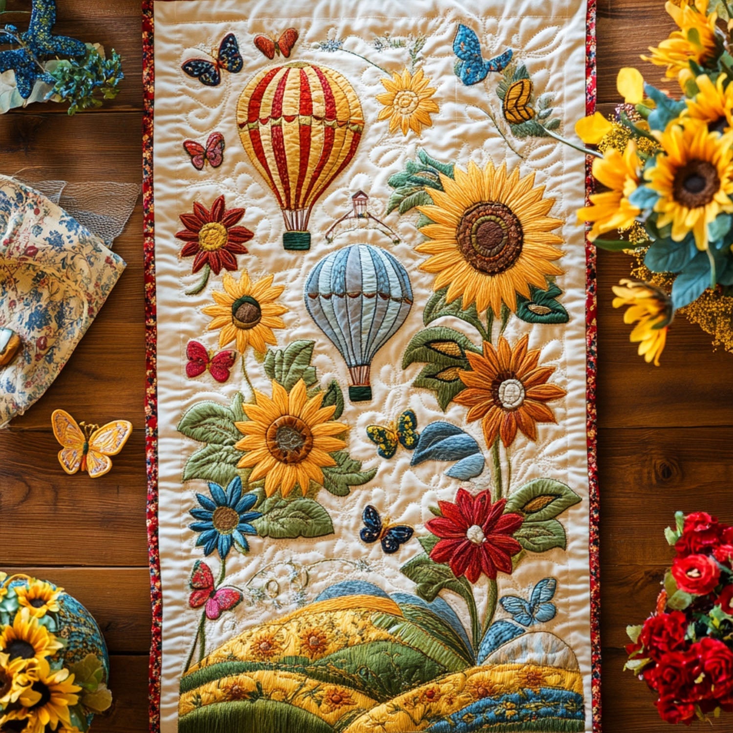 Sunflower Skies Quilted Table Runner NCU0PT5239 – Vantique