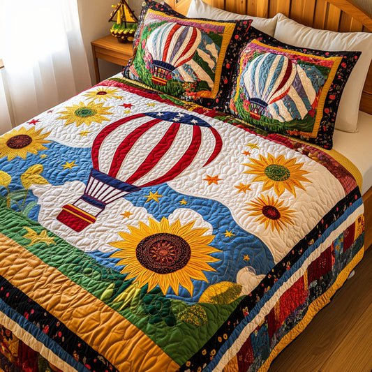 Sunflower Sky Ride 3-Piece Quilted Bedding Set NCU0PT5187