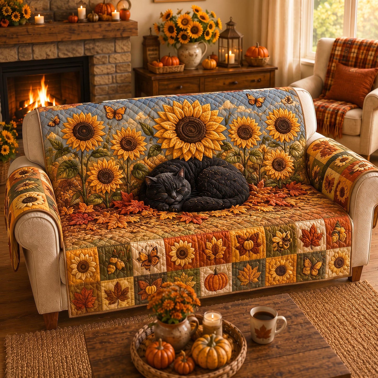 Sunflower Slumber Quilted Sofa Cover NCU0TD2914