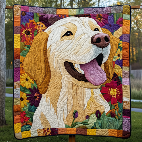 Sunflower Smile Golden Quilted Blanket NCU0DK1532