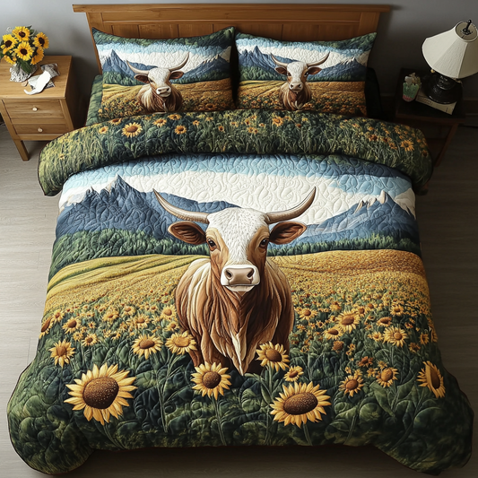 Sunflower Snuggle 3-Piece Quilted Bedding Set NCU0VH5101