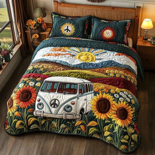 Sunflower Soul Van 3-Piece Quilted Bedding Set NCU0PT5442