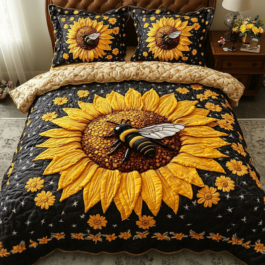 Sunflower Spirit 3-Piece Quilted Bedding Set NCU0DK8571