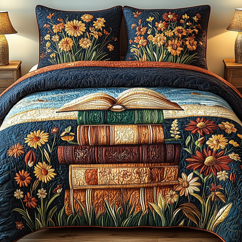 Sunflower Tales 3-Piece Quilted Bedding Set NCU0VL1262