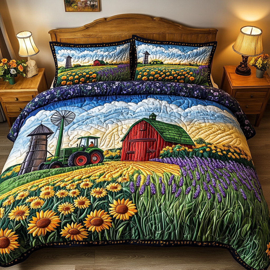 Sunflower Trail 3-Piece Quilted Bedding Set NCU0VL2080