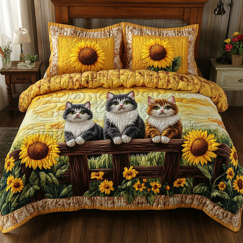Sunflower Trio 3-Piece Quilted Bedding Set NCU0NT5442