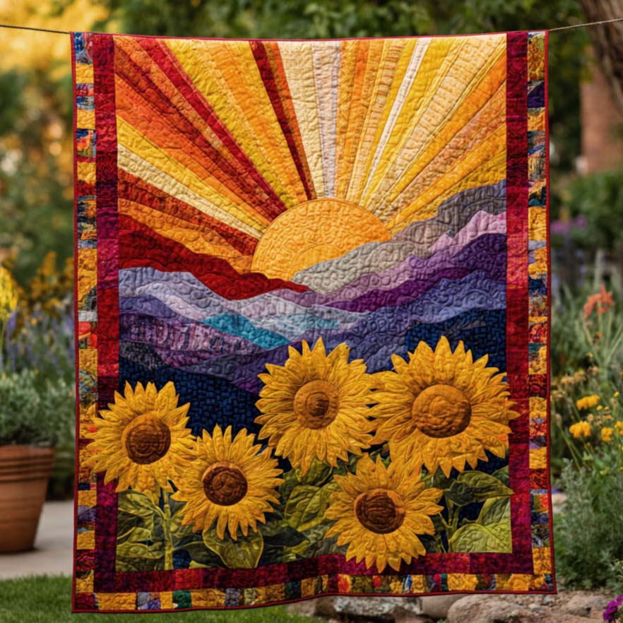 Sunflower Valley Quilted Blanket NCU0TD111