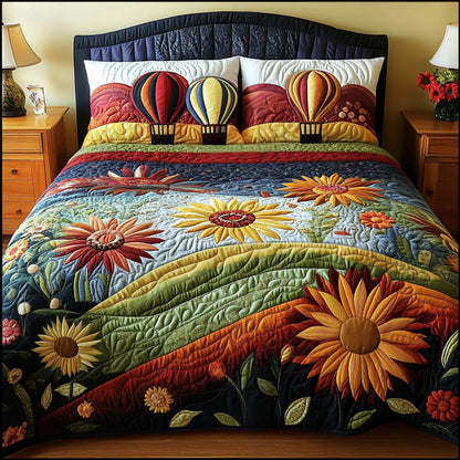 Sunflowers in the Sky 3-Piece Quilted Bedding Set NCU0PT5188
