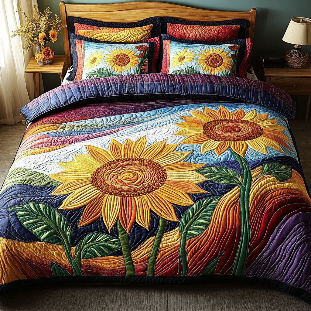 Sunkissed Petal Dreams 3-Piece Quilted Bedding Set NCU0PT4484