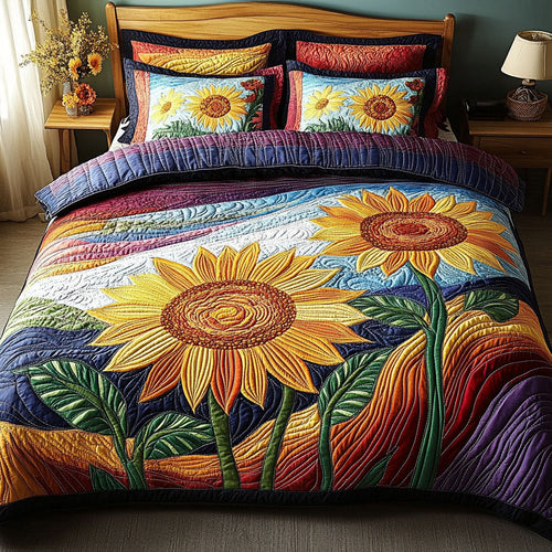 Sunkissed Petal Dreams 3-Piece Quilted Bedding Set NCU0PT4484