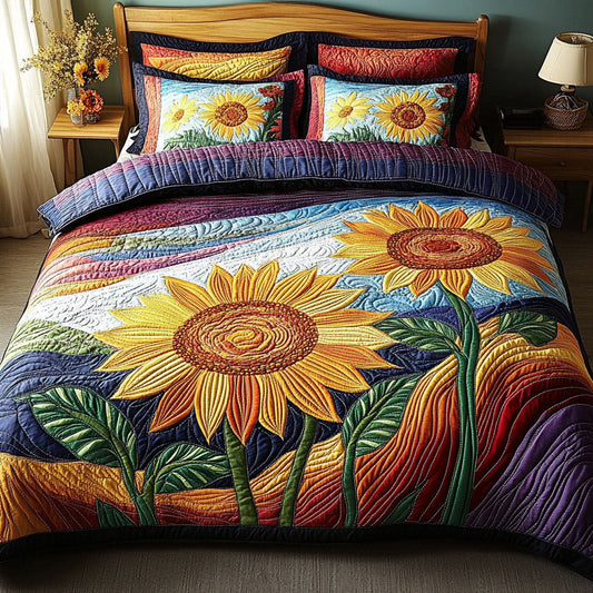 Sunkissed Petal Dreams 3-Piece Quilted Bedding Set NCU0PT4484