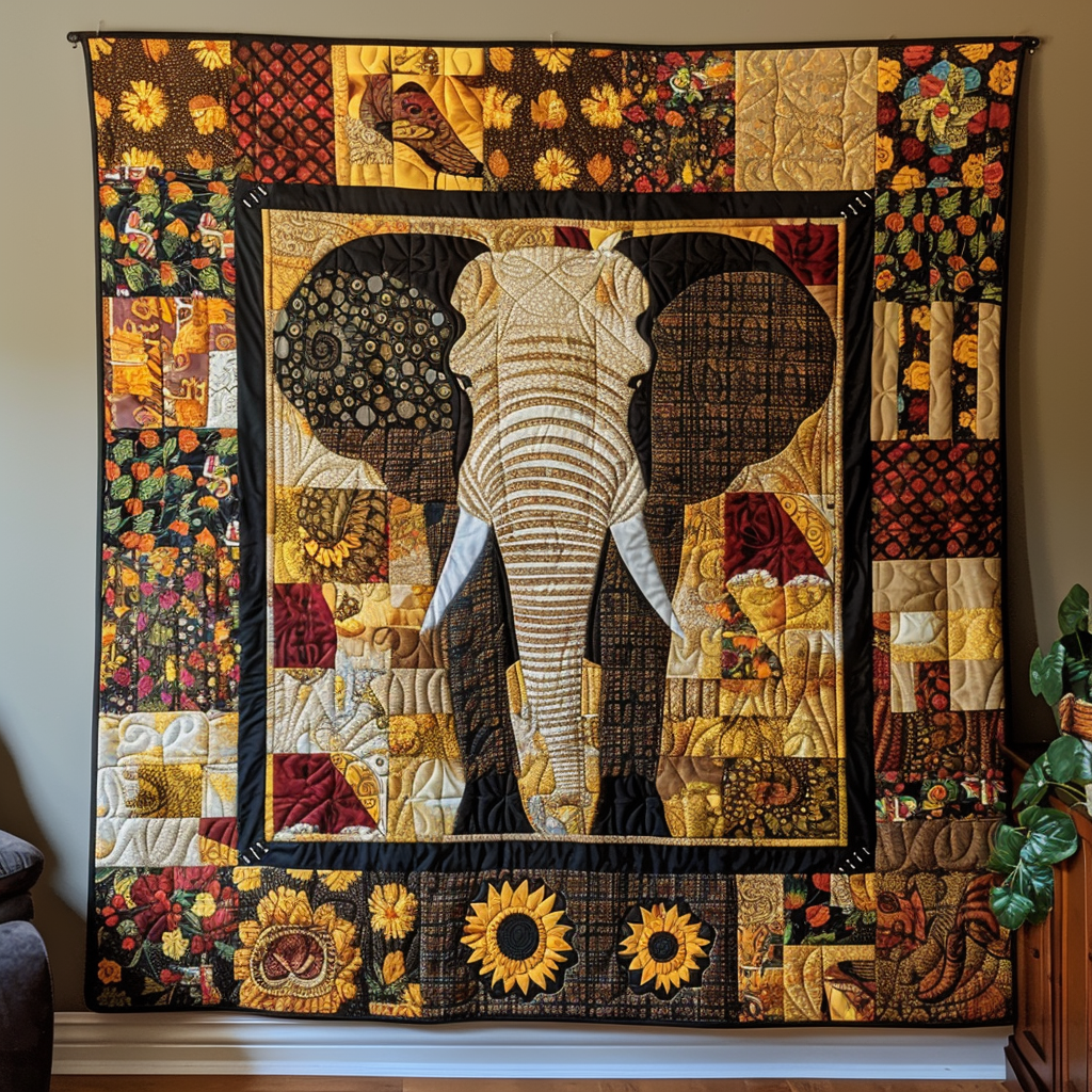 Sunlit Elephant Quilted Blanket NCU0TH727