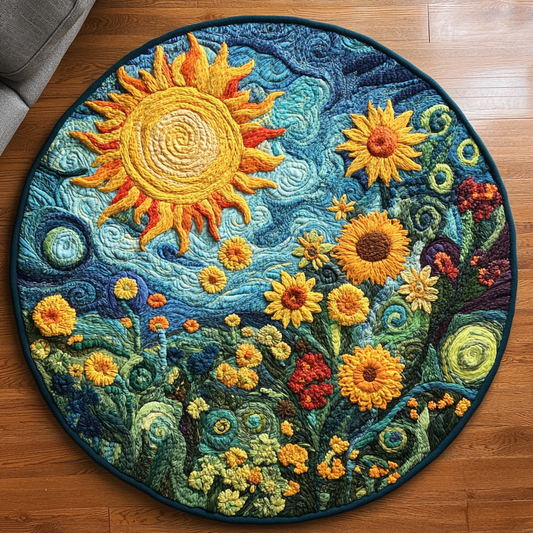 Sunlit Sunflower Quilted Round Mat NCU0VH4623
