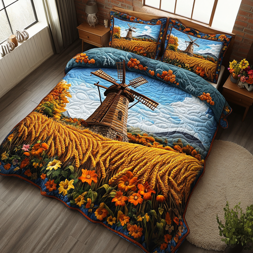 Sunlit Blades 3-Piece Quilted Bedding Set NCU0DK4750