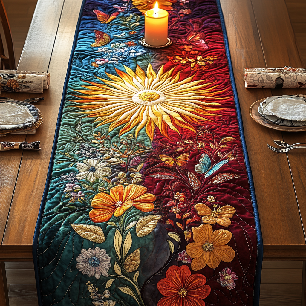 Sunlit Blooms Quilted Table Runner NCU0VH2676