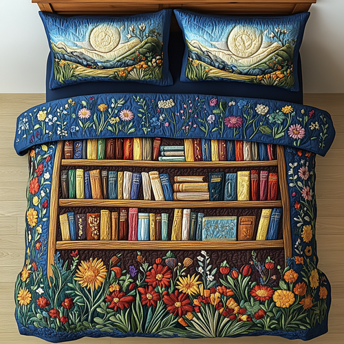 Sunlit Bookshelf 3-Piece Quilted Bedding Set NCU0VL1258