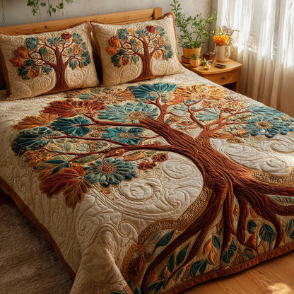 Sunlit Branches 3-Piece Quilted Bedding Set NCU0VL3070