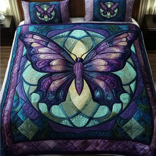 Sunlit Butterfly 3-Piece Quilted Bedding Set NCU0NT6552