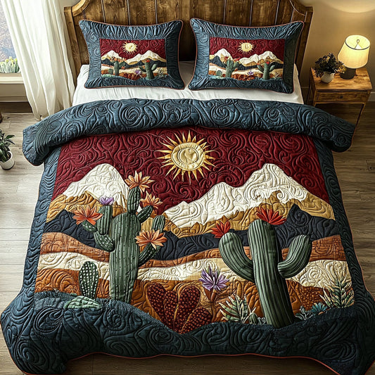 Sunlit Cactus 3-Piece Quilted Bedding Set NCU0DV6706