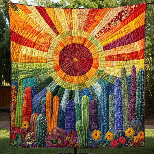 Sunlit Cactus Garden Quilted Blanket NCU0NT5117