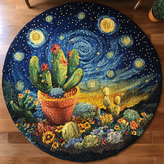 Sunlit Cactus Quilted Round Mat NCU0DK6907