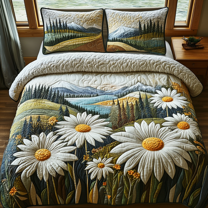 Sunlit Daisies 3-Piece Quilted Bedding Set NCU0DV4780