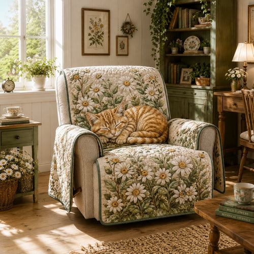 Sunlit Daisy Paws Quilted Sofa Cover NCU0VL3950