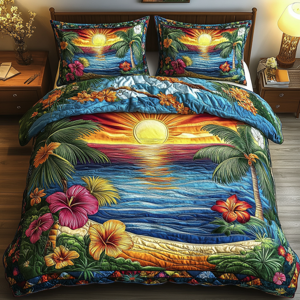 Sunlit Escape 3-Piece Quilted Bedding Set NCU0VL1967