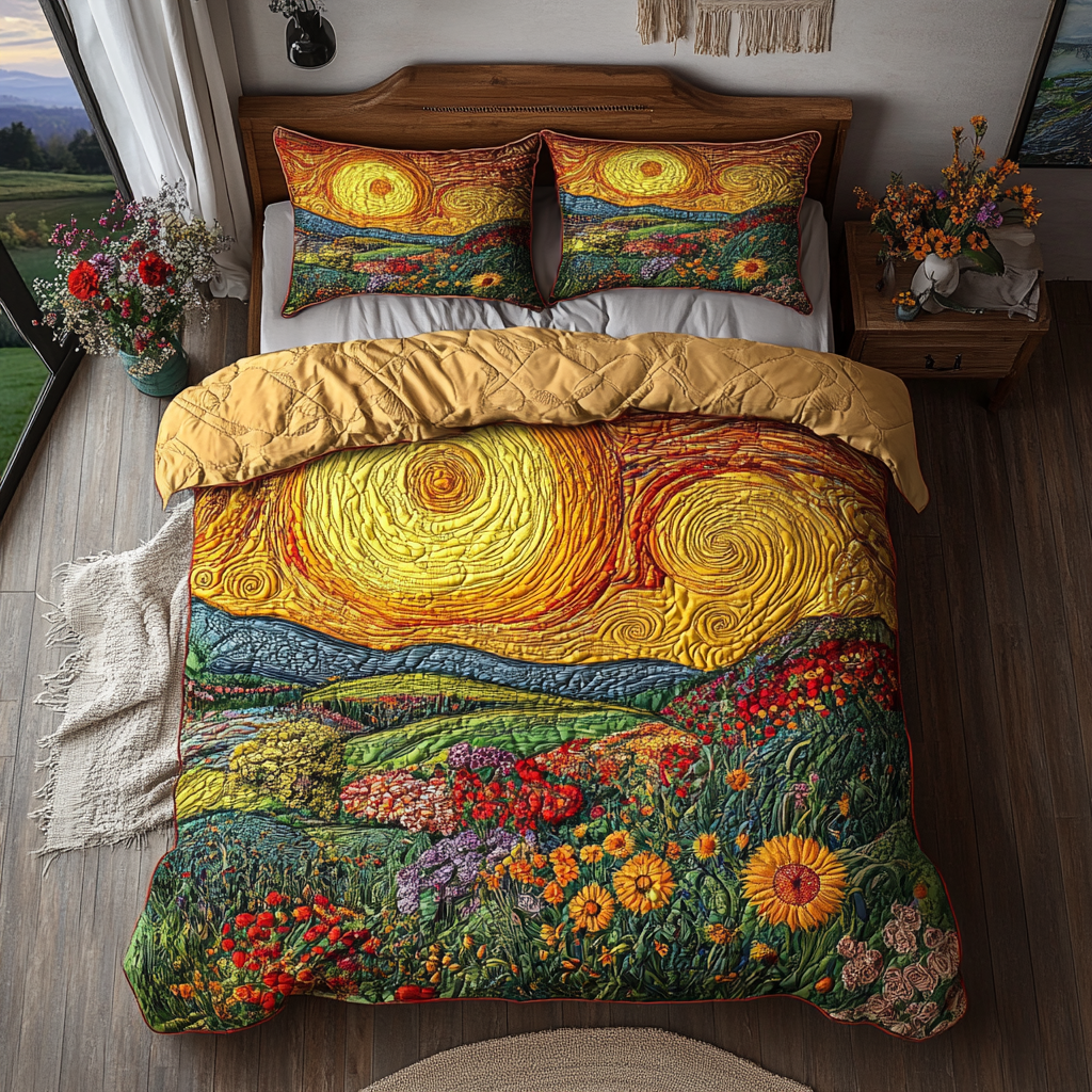 Sunlit Fields 3-Piece Quilted Bedding Set NCU0VL1024