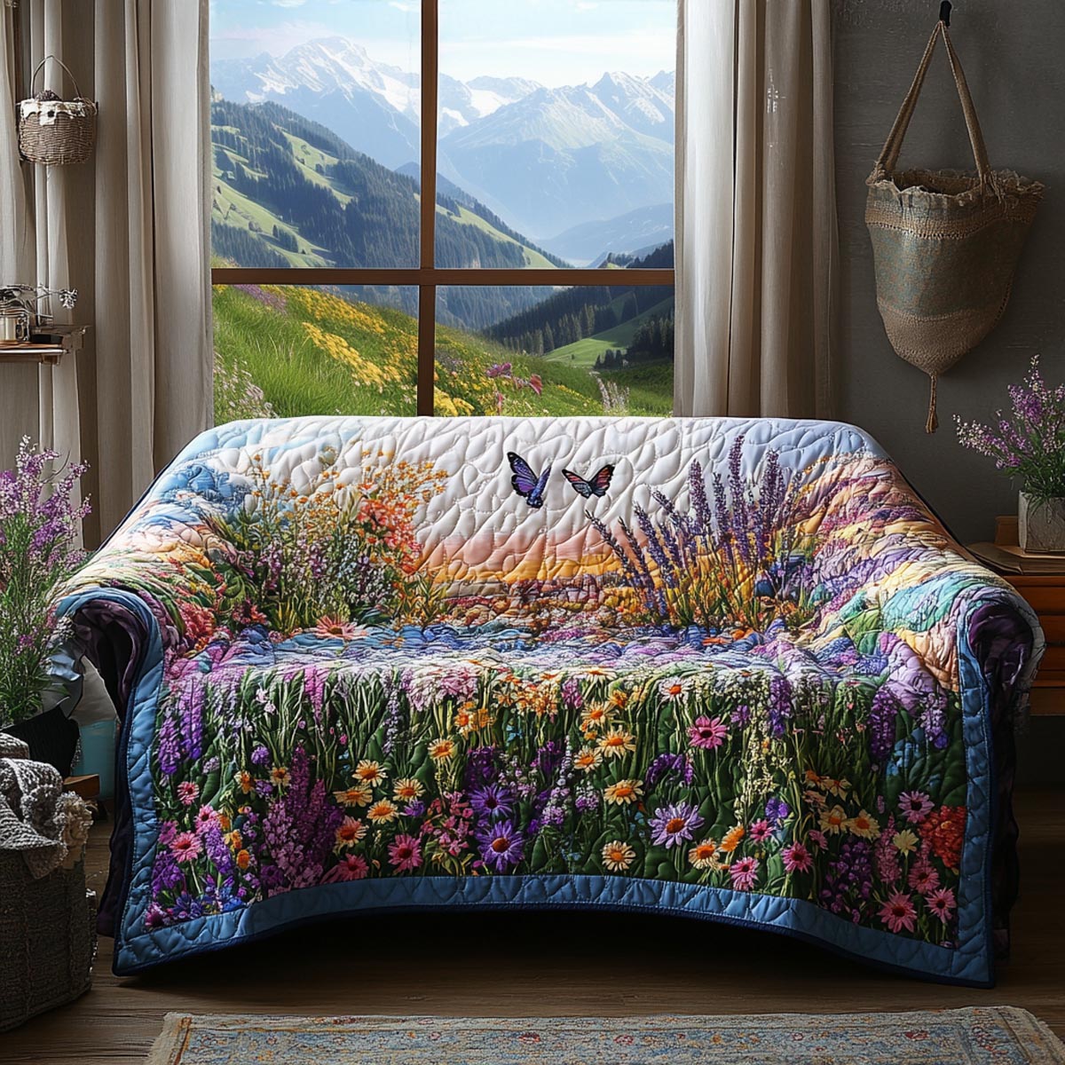 Sunlit Fields Quilted Sofa Cover NCU0DV9430