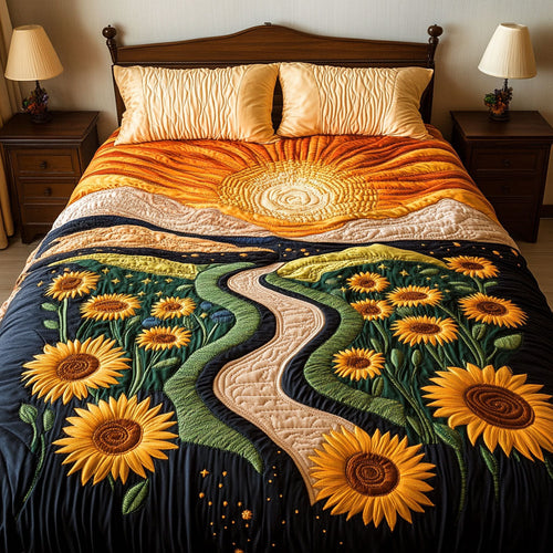Sunlit Floral Trail 3-Piece Quilted Bedding Set NCU0NT4667