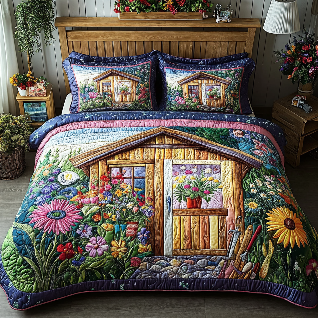 Sunlit Garden 3-Piece Quilted Bedding Set NCU0VL2166