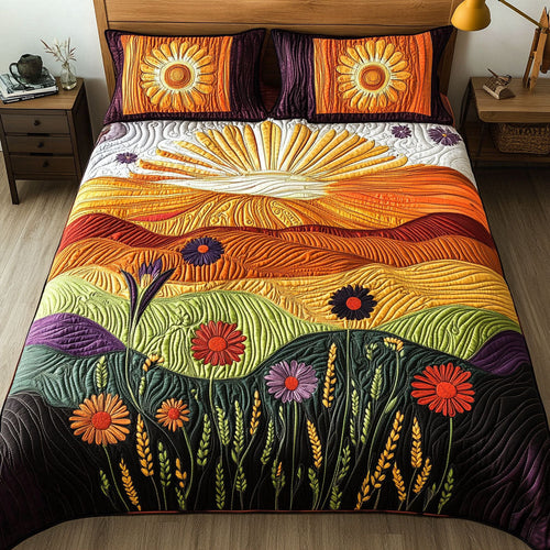 Sunlit Grain 3-Piece Quilted Bedding Set NCU0PT7344