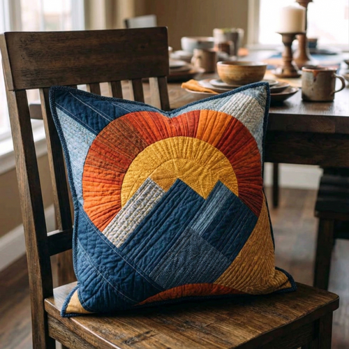 Sunlit Horizon Stripes Quilted Pillow Case NCU0XD175